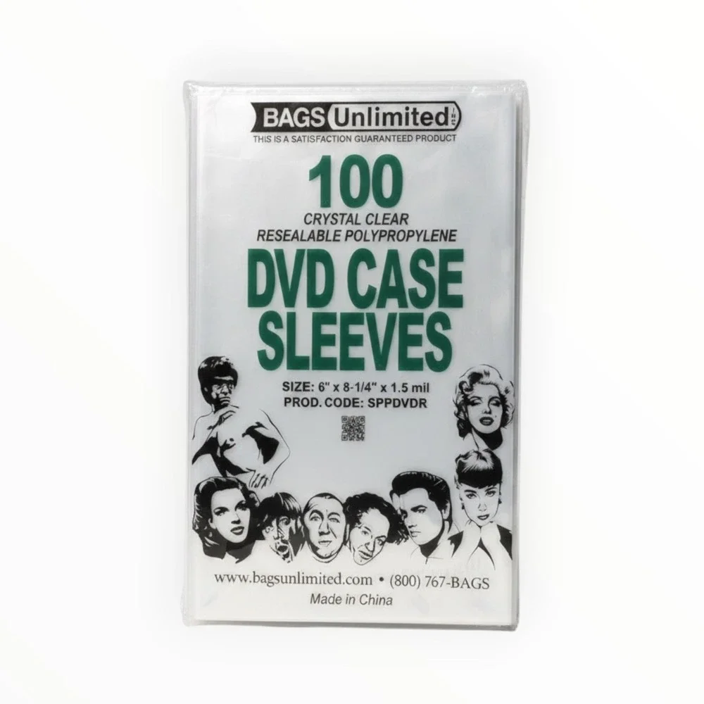 Bags Unlimited SPPDVDR DVD Case Sleeves - Resealable Flap - 6 X 8.25 - 100 Count